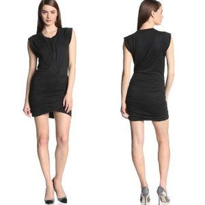 Joe's Jeans Womens Ruched Stretch Linen Jersey Mikaela Dress Black M NWT